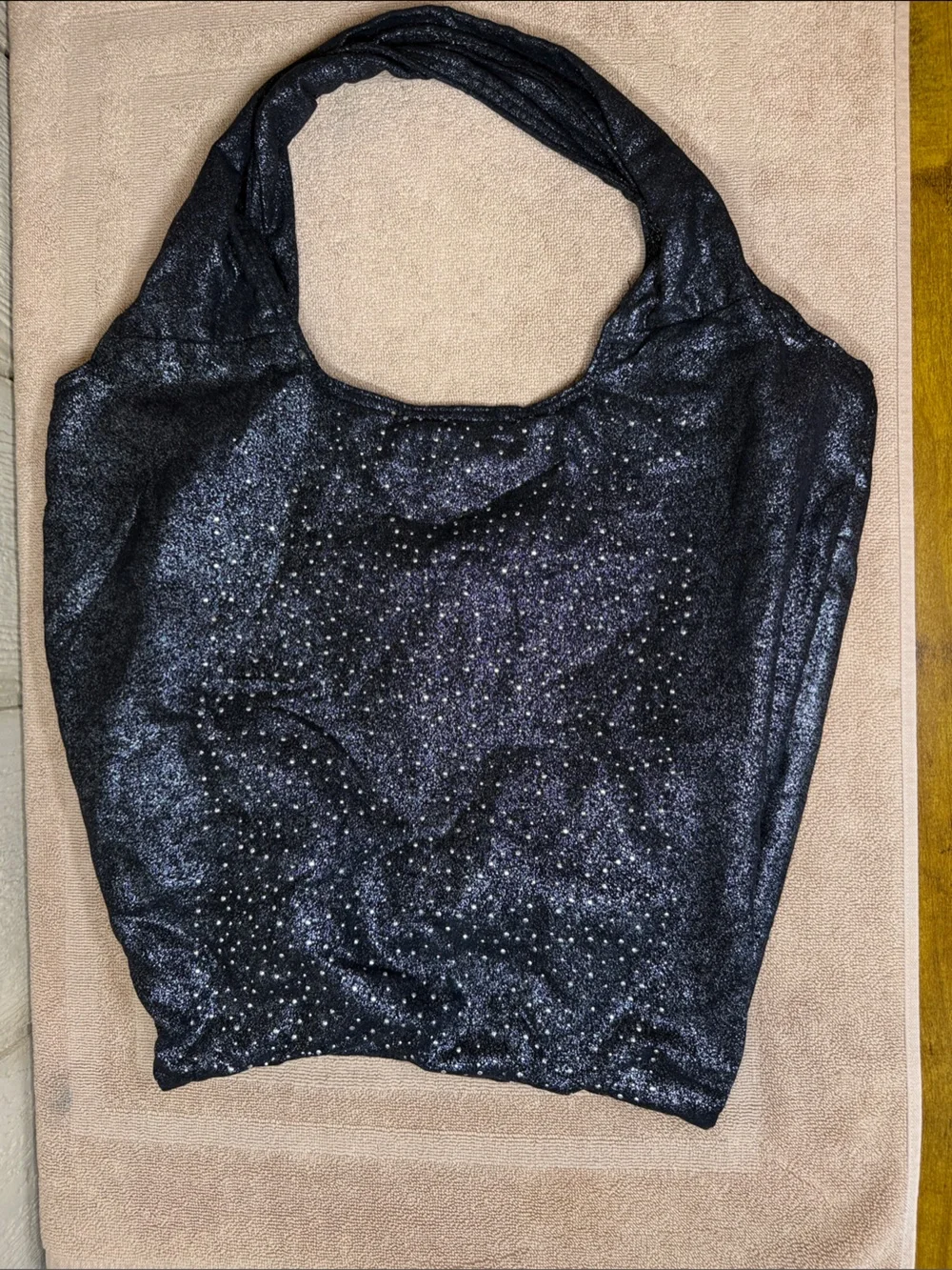 SWEET CAKES Y2K Shimmer Rhinestone Slouchy Hobo Shoulder Bag Starry Night